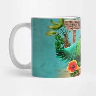 Tropical design with cute toucan with a drink and palm trees Mug